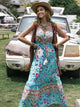 Tassel Floral Print Tiered Cami Dress Pastel Blue