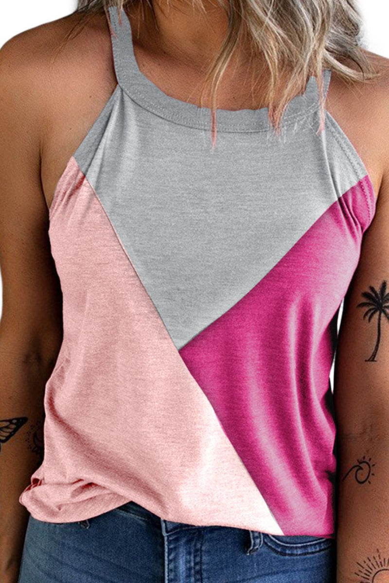 Color Block Grecian Neck Tank