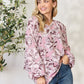 Heimish Full Size Floral V-Neck Balloon Sleeve Blouse