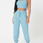 Wide Strap Top and Drawstring Joggers Set