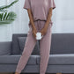 Round Neck Short Sleeve Top and Pants Set