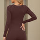 Square Neck Long Sleeve Active Romper