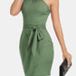 Tie Front One-Shoulder Sleeveless Dress