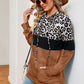 Leopard Drawstring Hoodie with Pocket