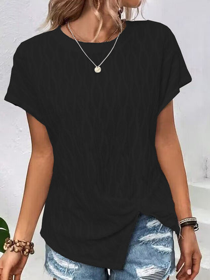Full Size Round Neck Short Sleeve T-Shirt Black
