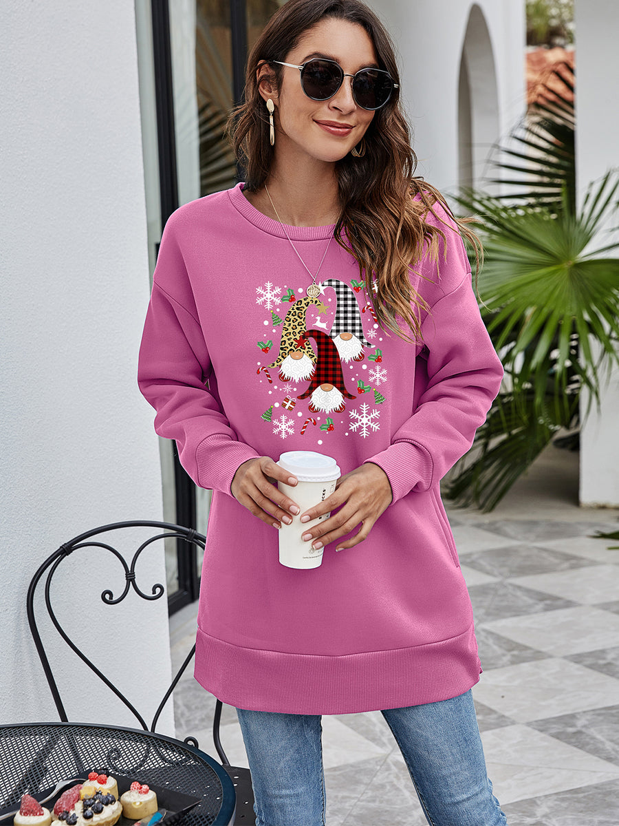 Graphic Round Neck Dropped Shoulder Sweatshirt Moonlit Mauve