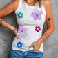 Sequin Flower Round Neck Tank