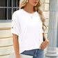 Round Neck Buttoned Short Sleeve T-Shirt