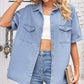 Collared Neck Short Sleeve Denim Jacket