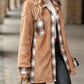 Plaid Button Up Long Sleeve Fuzzy Outerwear