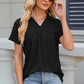 Ruched Johnny Collar Short Sleeve Blouse