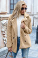 Ivy Lane Full Size Lapel Collar Sherpa Coat Khaki
