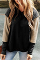 Color Block Dropped Shoulder Hoodie Black