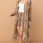 And The Why Snake Print Kimono Open Front Longline Cardigan