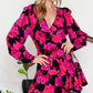 Floral Print Surplice Neck Long Sleeve Dress