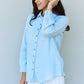 Doublju Blue Jean Baby Denim Button Down Shirt Top in Light Blue