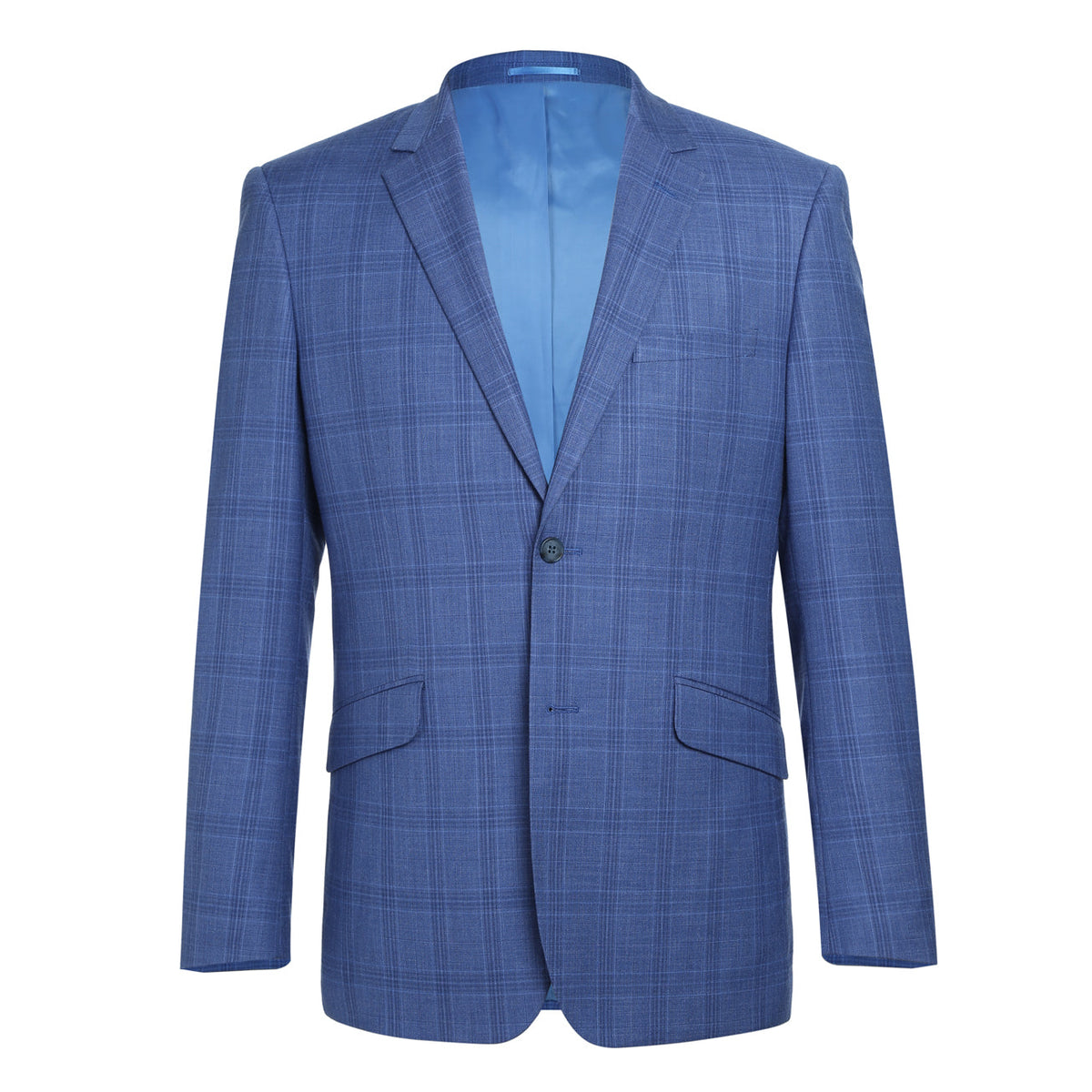 293-10 Men's 2-Piece Slim Fit Windowpane Check Dress Stretch Suit