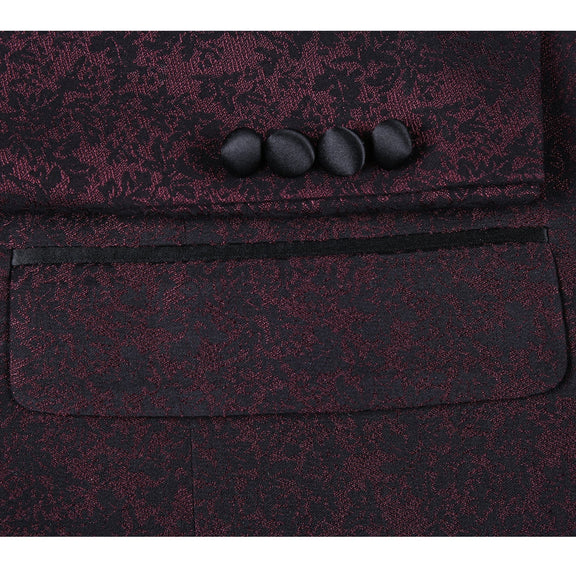 290-5 Men's Slim Fit Burgundy Tuxedo Blazer