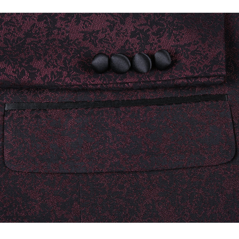 290-5 Men's Slim Fit Burgundy Tuxedo Blazer