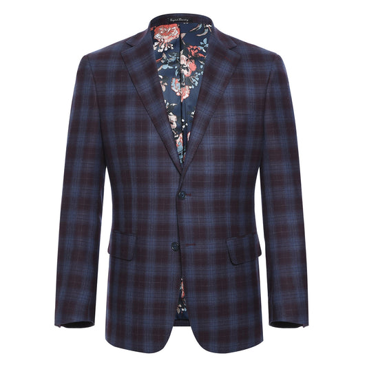 EL62-67-750 Blue with Black Check Wool Suit