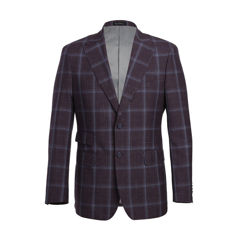 EL72-62-900 Purple Window Pane Check Wool Suit