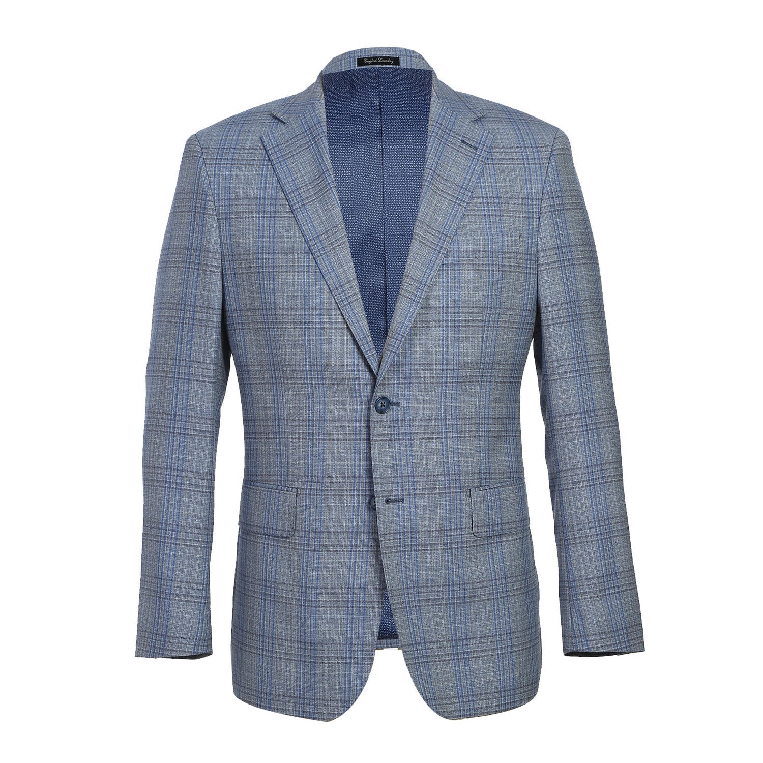 EL72-68-401 Light Gray with Blue Check Wool Suit