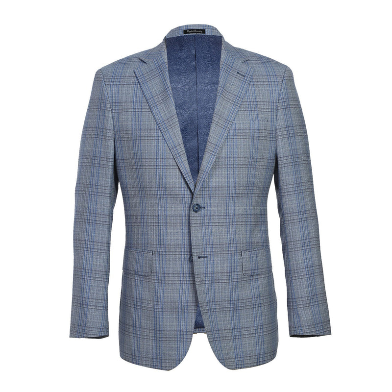 EL72-68-401 Light Gray with Blue Check Wool Suit