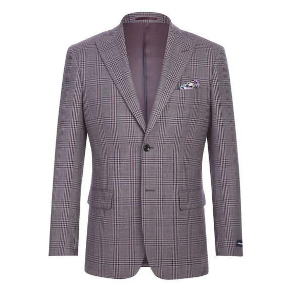 567-2 Men's New Slim Fit Wool Blazer PURPLE L40 New Slim Fit