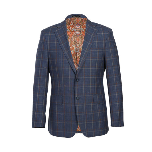 EL72-62-400 Light Steel Blue with Orange Check Wool Suit