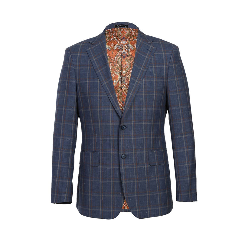 EL72-62-400 Light Steel Blue with Orange Check Wool Suit