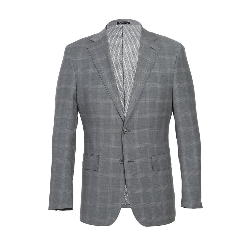 EL72-62-092 Light Gray Window Pane Check Wool Suit