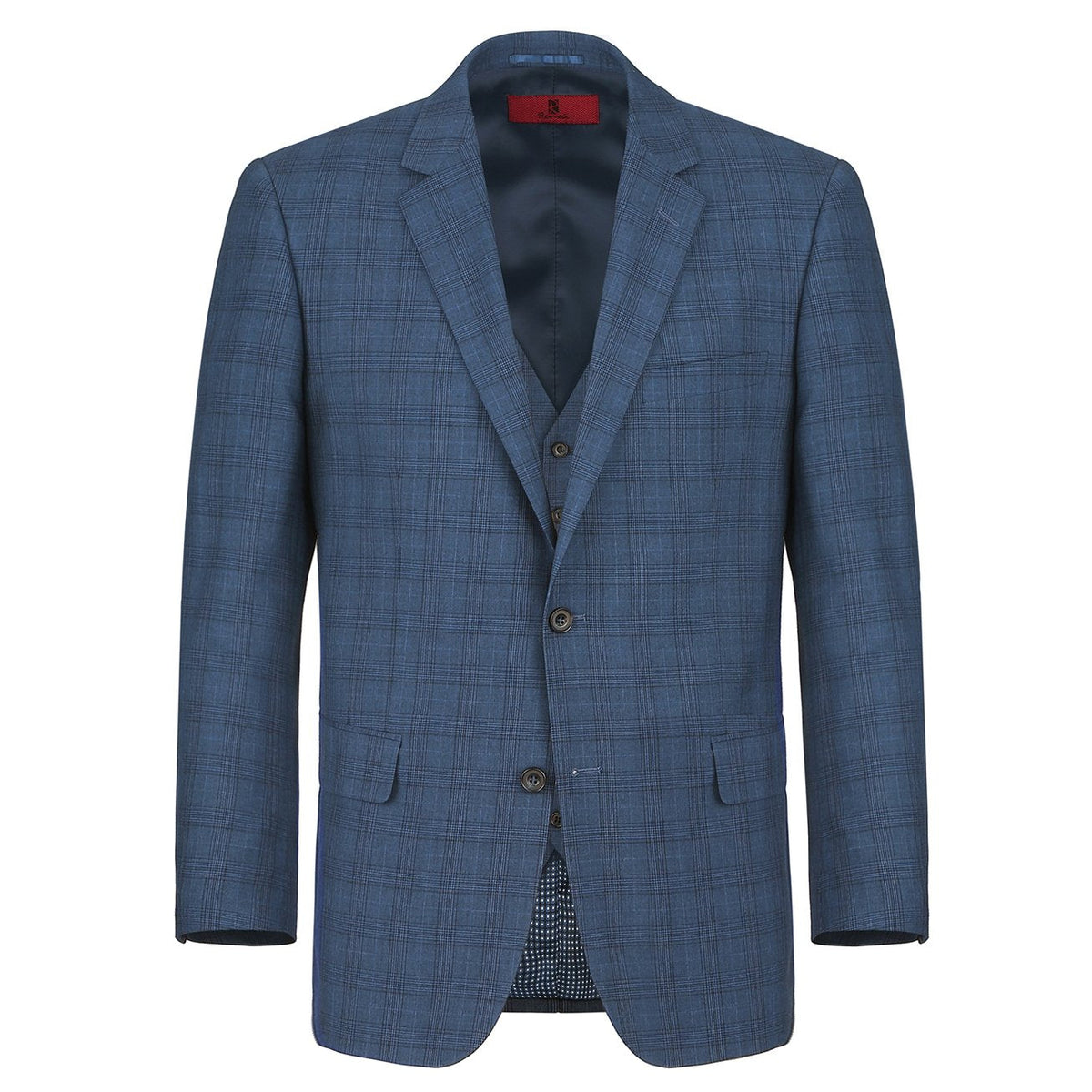 278-2 Men's 3-Piece Classic Fit Single Breasted Windowpane Suit