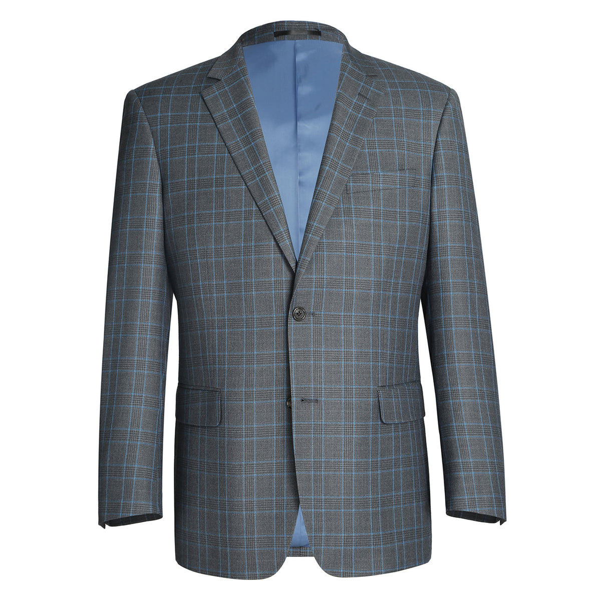 293-5 Men's Two Piece Classic Fit Windowpane Check Dress Suit