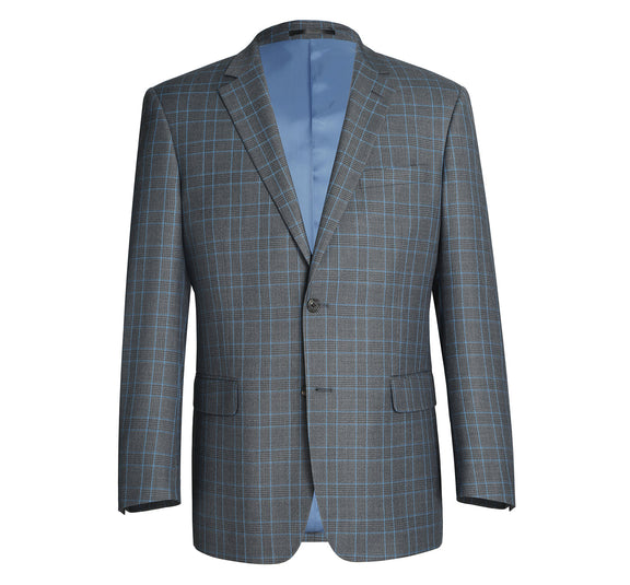 293-5 Men's Two Piece Classic Fit Windowpane Check Dress Suit