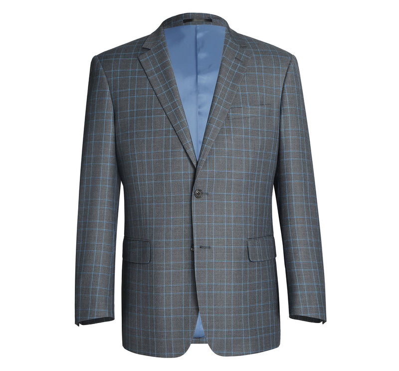 293-5 Men's Two Piece Classic Fit Windowpane Check Dress Suit