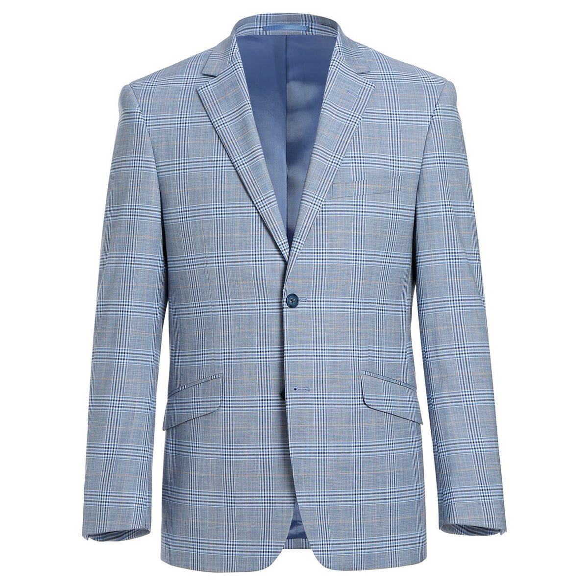 293-3 Men's 2-Piece Slim Fit Notch Lapel Stretch Windowpane Suit