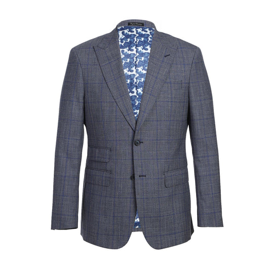 EL72-52-400 Gray with Blue Windowpane Wool Suit