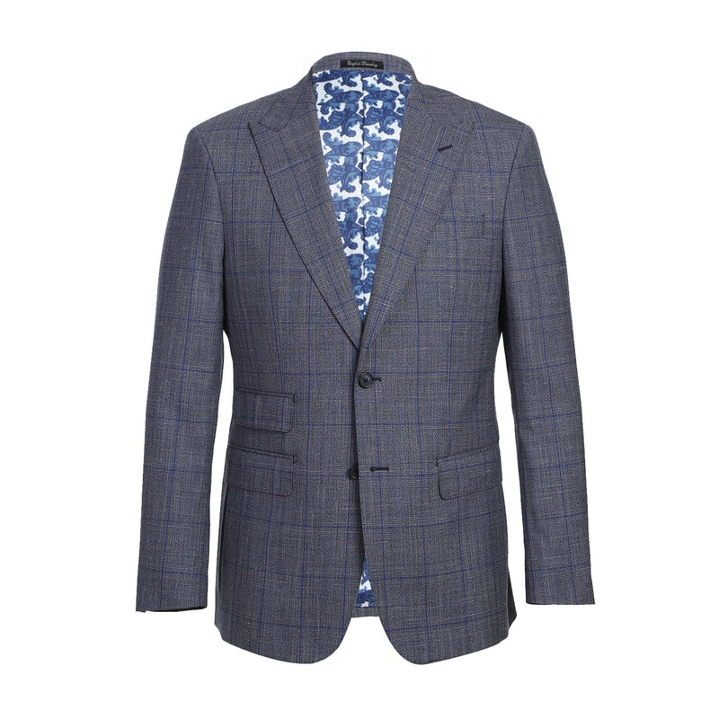 EL72-52-400 Gray with Blue Windowpane Wool Suit