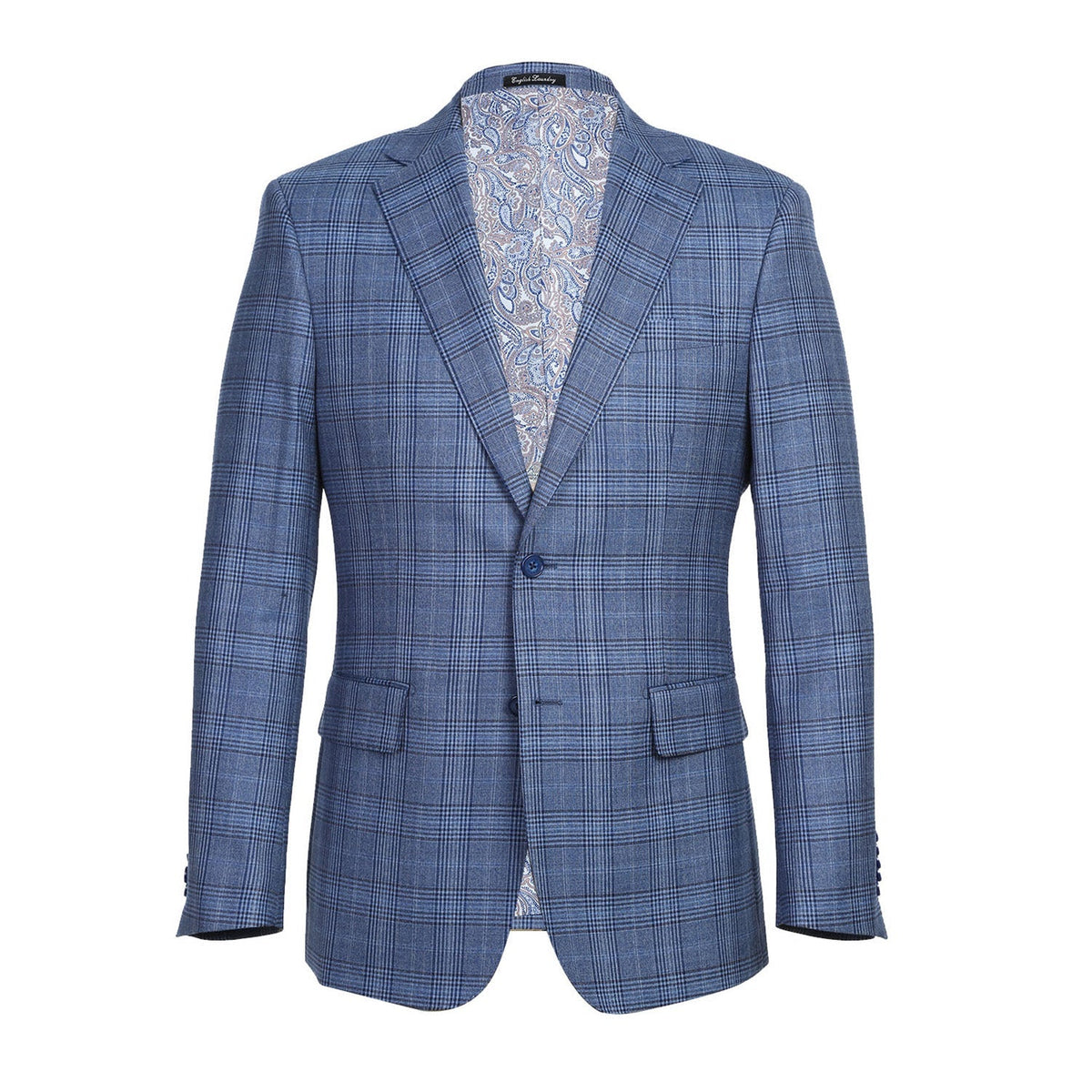 EL72-60-400 Pale Denim Glen Check Wool Suit