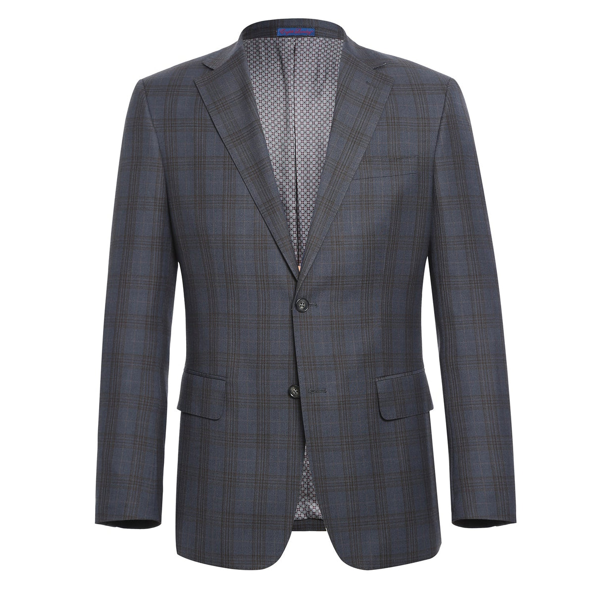 72-55-555EL Gray with Tan Check Notch Suit