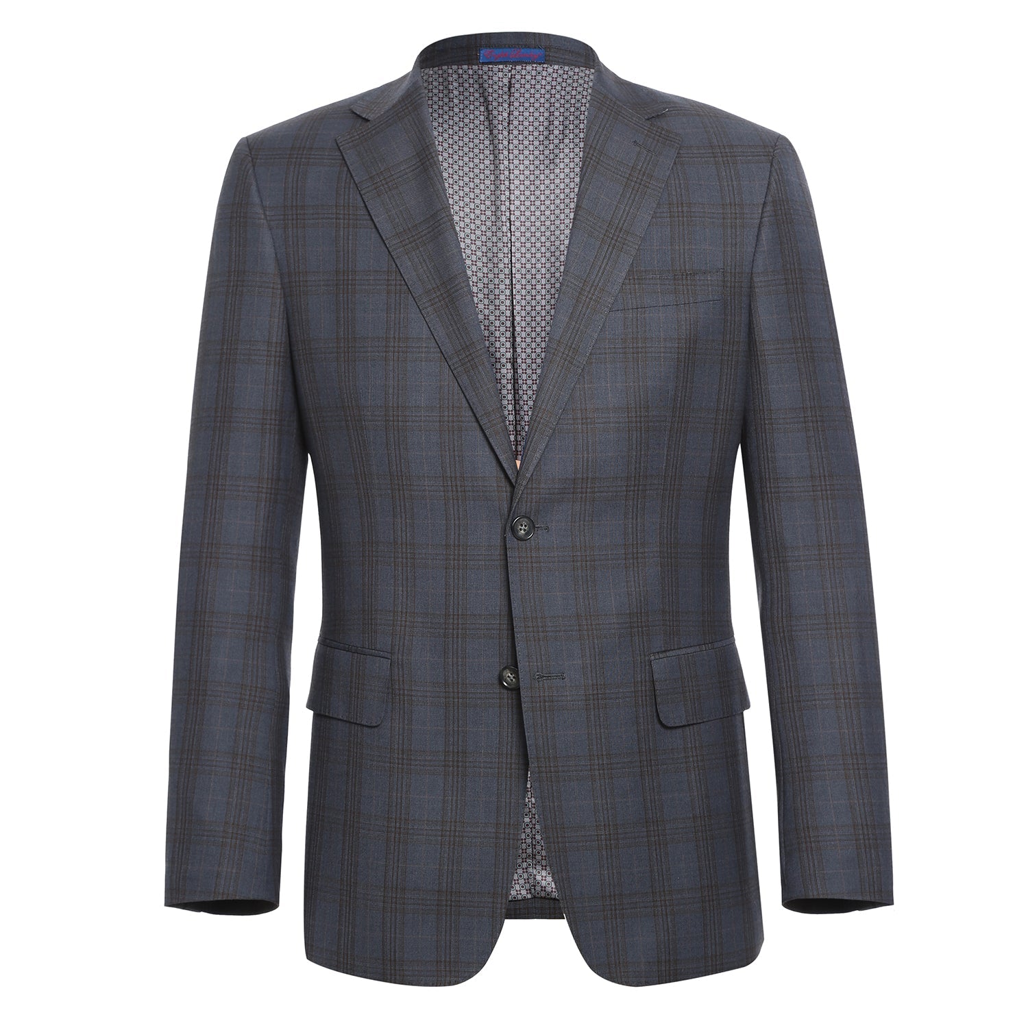 72-55-555EL Gray with Tan Check Notch Suit