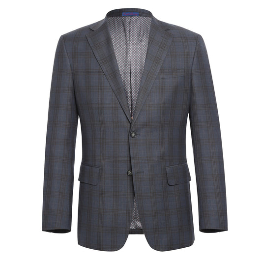 72-55-555EL Gray with Tan Check Notch Suit
