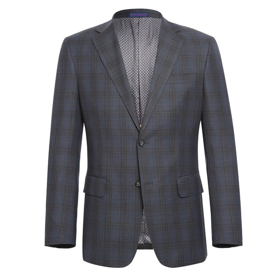 72-55-555EL Gray with Tan Check Notch Suit