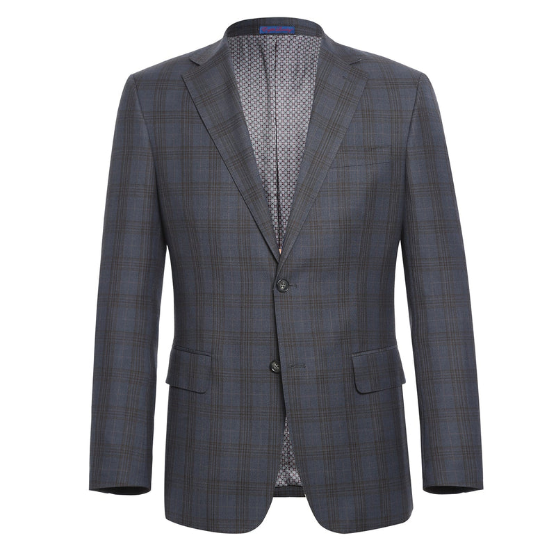 72-55-555EL Gray with Tan Check Notch Suit