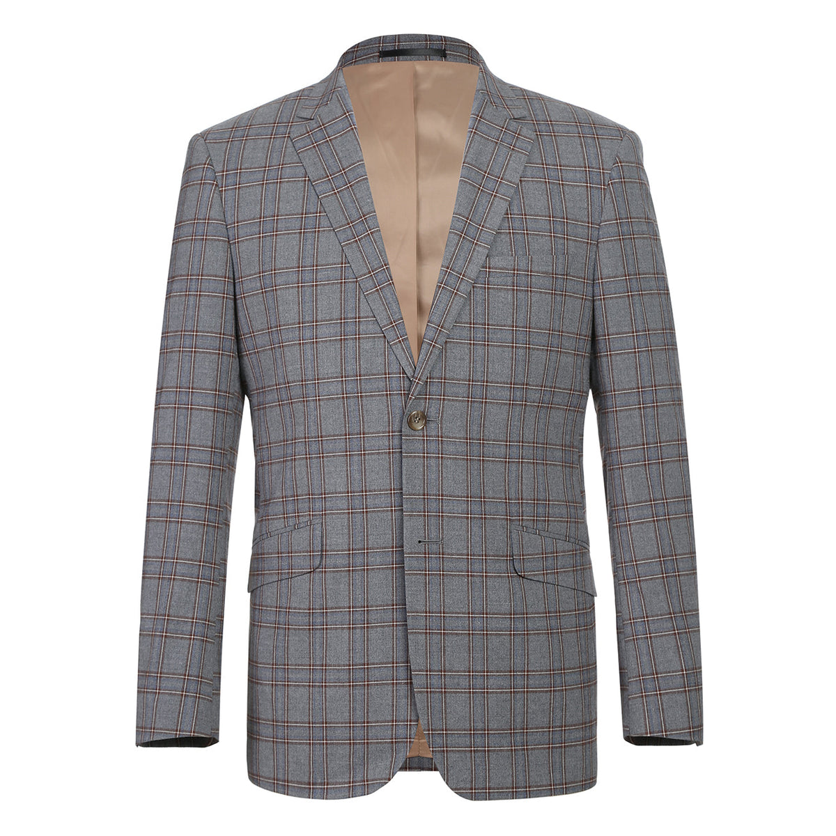 293-7 Men's Two Piece Slim Fit Stretch Windowpane Check Dress Suit