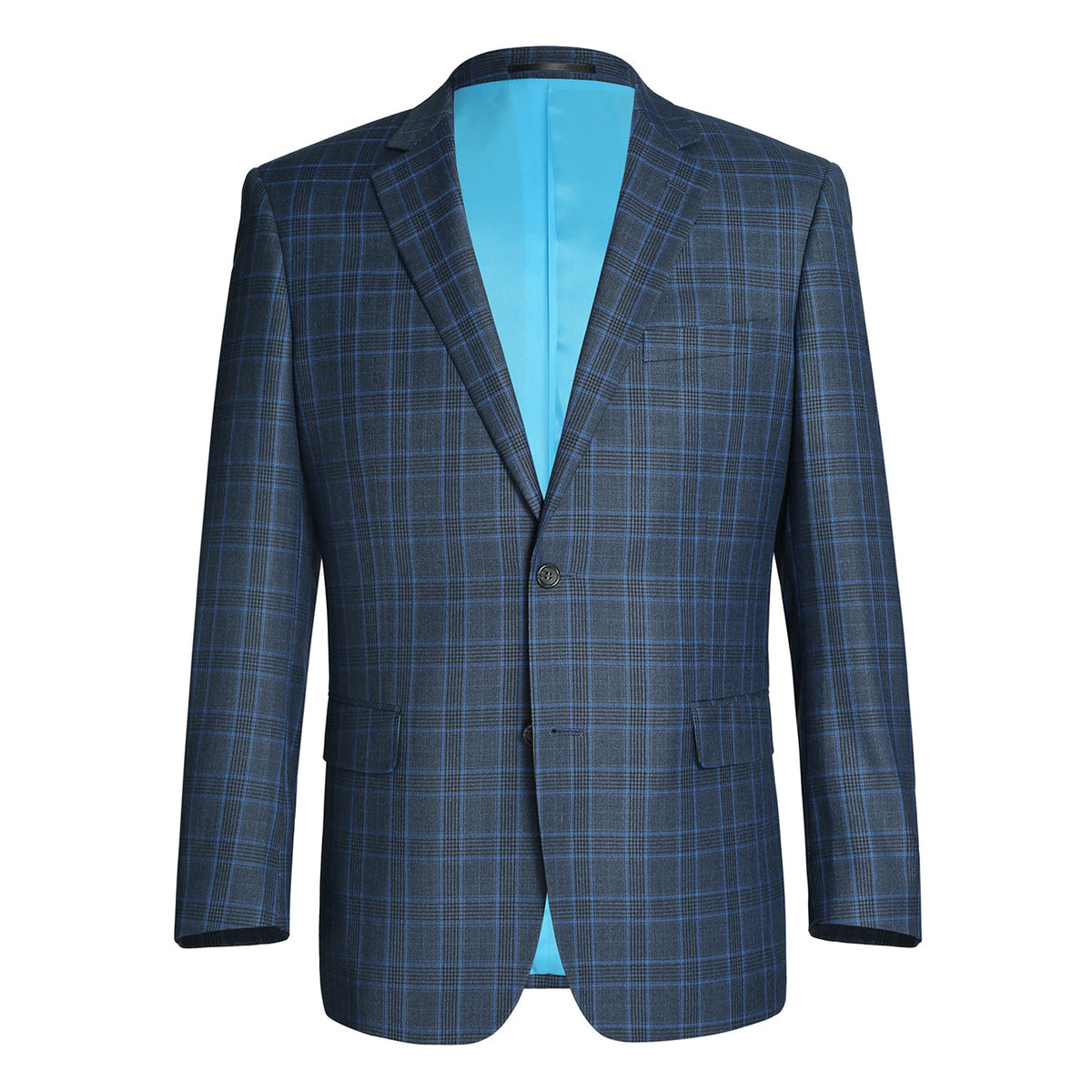 293-6 Men's Two Piece Classic Fit Windowpane Check Dress Suit