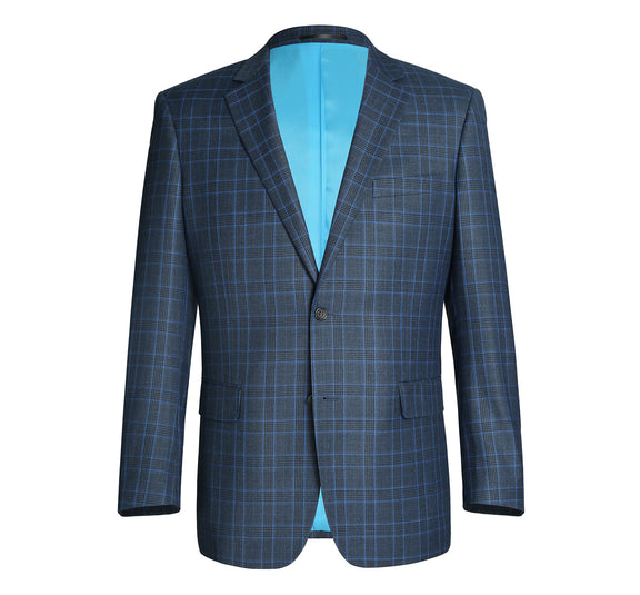 293-6 Men's Two Piece Classic Fit Windowpane Check Dress Suit