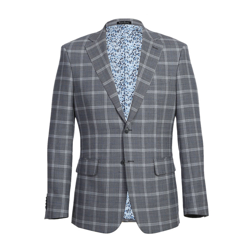 EL72-60-092 Gray Plaid Notch Wool Suit