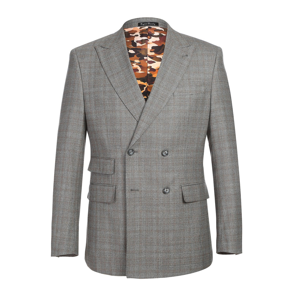 EL12-60-093 Double-breasted Gray Check Suit