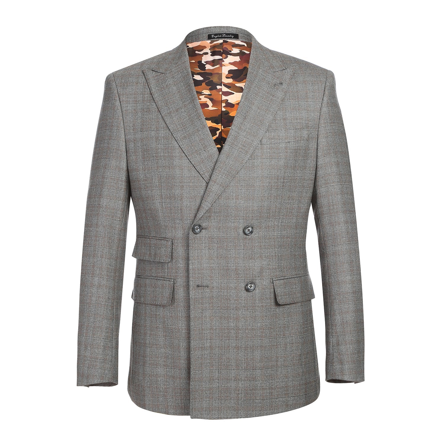 EL12-60-093 Double-breasted Gray Check Suit